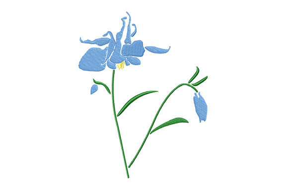 Blue Columbine Flower: A Delicate Embroidery Gem