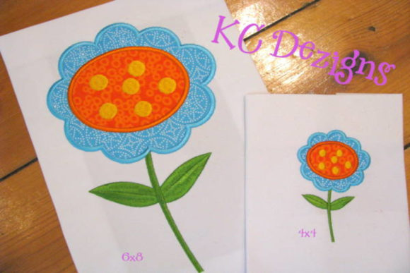 Charming Blue Flower Applique Design