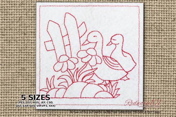 Charming Duck and Flower for Business Embroidery