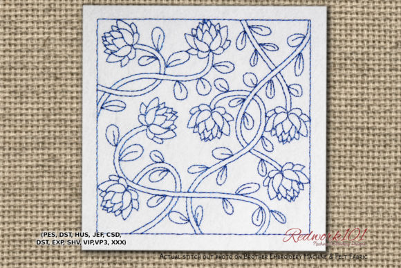 Elegant Lotus Flower Branch Lineart Design