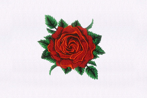 Elegant Red Rose Embroidery for Handmade Projects