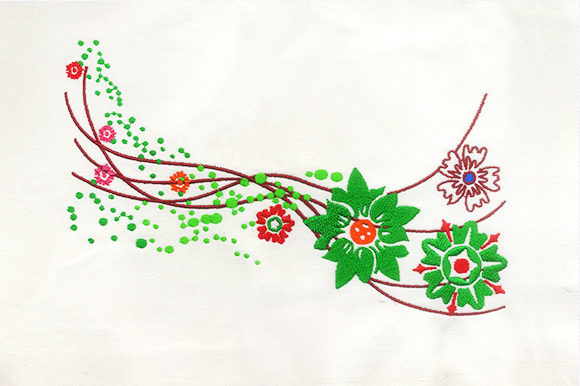 Green Flower Vine: A Charming Embroidery Design