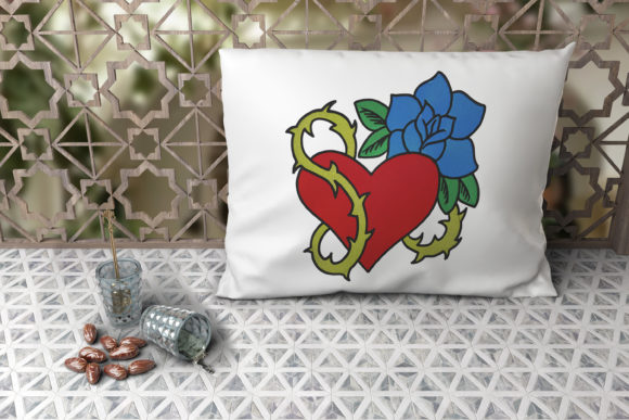 Heart and Wild Rose: A Charming Embroidery Design
