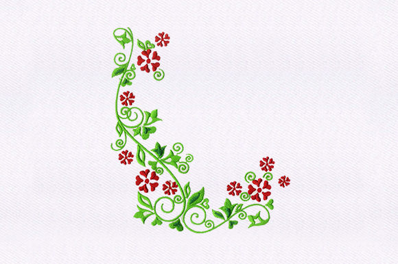 Red Flower Vines: A Bold and Elegant Embroidery Design