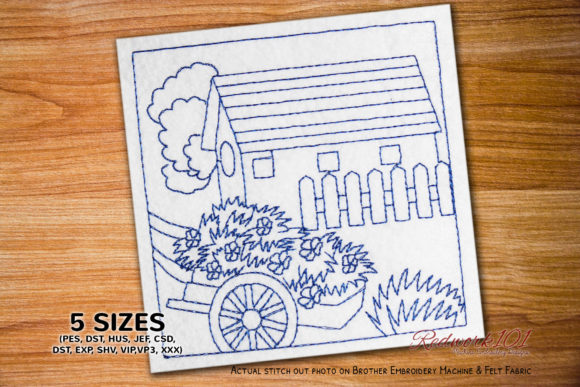 Review: Wooden Cart with Flower Redwork