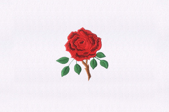 Thorny Red Rose: A Bold and Elegant Embroidery Design